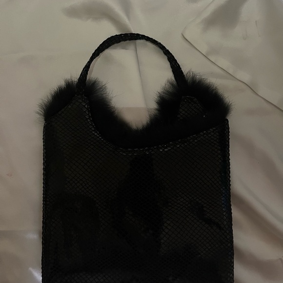 ANTONIO SCEPI~ITALY~BLACK/FUR~ MINI HANDBAG~ - Picture 7 of 8